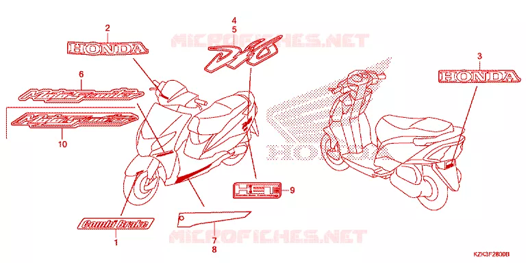 AUTOCOLLANTS Honda SCOOTER 110 DIO 2019  SCV110FH