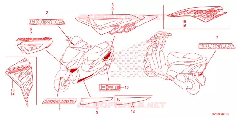 AUTOCOLLANTS Honda SCOOTER 110 DIO 2019  SCV110FH