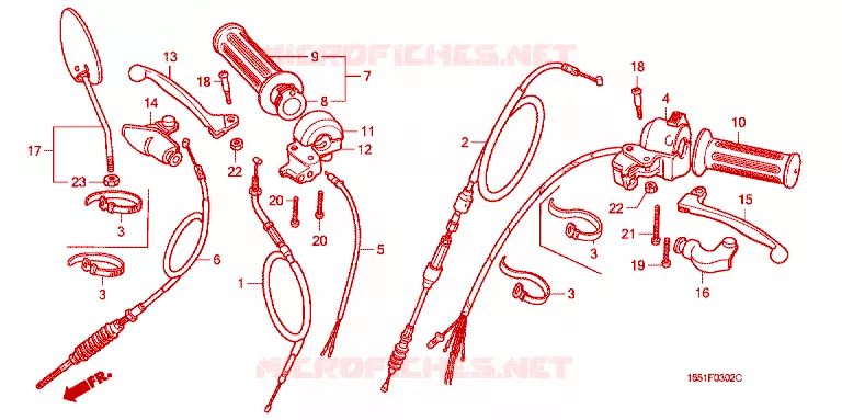 LEVIER DE GUIDON - CABLE - COMMODO Honda MOTO 50 MONKEY 1988  Z50JJ_VII_M