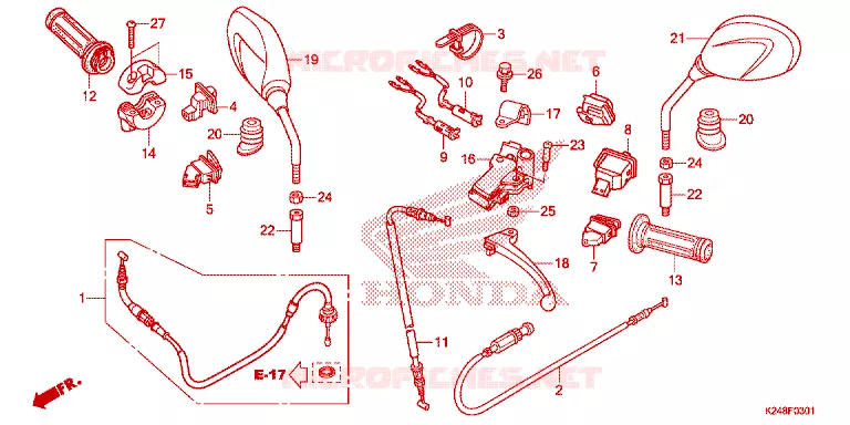LEVIER DE GUIDON - CABLE - COMMODO Honda SCOOTER 125 ACTIVA 2015  SCV125E