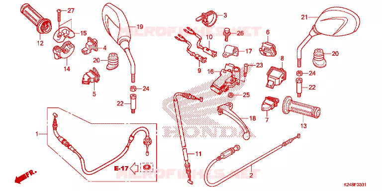 LEVIER DE GUIDON - CABLE - COMMODO Honda SCOOTER 125 ACTIVA 2016  SCV125G