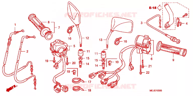 COMMODO - LEVIER - CABLE Honda MOTO 1300 CB 2007  CB13007