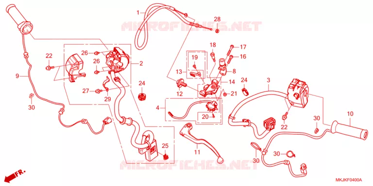 LEVIER DE GUIDON - CABLE - COMMODO Honda MOTO 1000 CB 2023  CB1000RAP