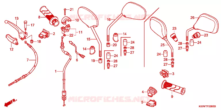 LEVIER DE GUIDON - CABLE - COMMODO Honda MOTO 110 WAVE 2016  AFS110KDFF