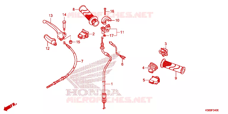 LEVIER DE GUIDON - CABLE - COMMODO Honda MOTO 110 WAVE 2015  AFS110KSFF