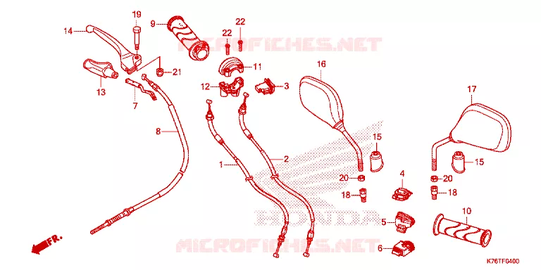LEVIER DE GUIDON - CABLE - COMMODO Honda MOTO 110 CUB 2019  NBC110MDFK
