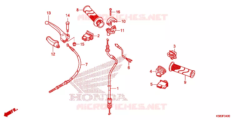 LEVIER DE GUIDON - CABLE - COMMODO Honda MOTO 110 WAVE 2018  AFS110KSFJ_TH