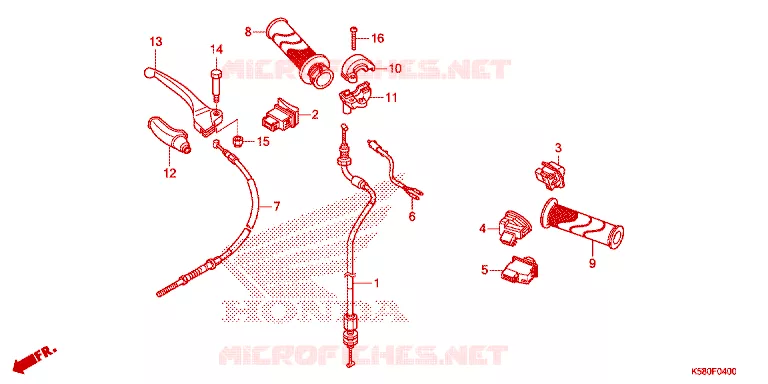 LEVIER DE GUIDON - CABLE - COMMODO Honda MOTO 110 WAVE 2018  AFS110MCFJ_TH