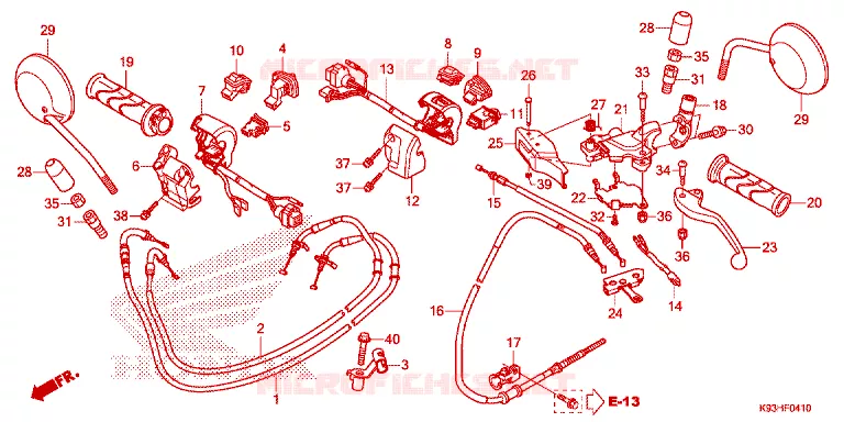 LEVIER DE GUIDON - CABLE - COMMODO Honda SCOOTER 110 SCOOPY 2017  ACF110BTH