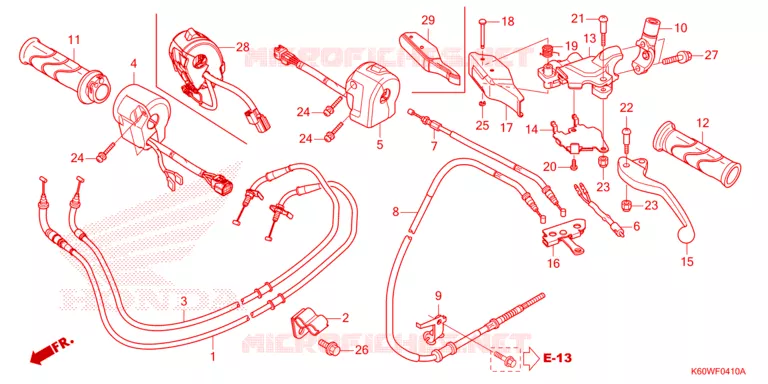 LEVIER DE GUIDON - CABLE - COMMODO Honda SCOOTER 125 CLICK 2022  ACB125CBTM