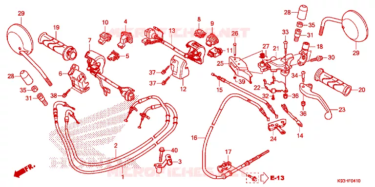 LEVIER DE GUIDON - CABLE - COMMODO Honda SCOOTER 110 SCOOPY 2018  ACF110BTJ