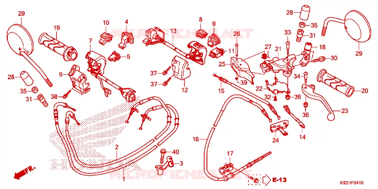 LEVIER DE GUIDON - CABLE - COMMODO Honda SCOOTER 110 SCOOPY 2018  ACF110BTJ