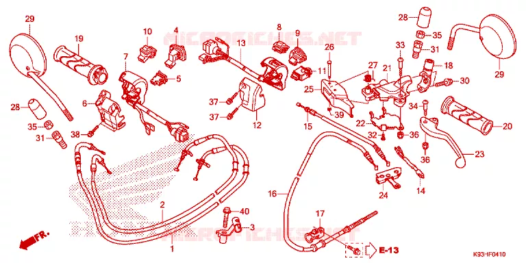 LEVIER DE GUIDON - CABLE - COMMODO Honda SCOOTER 110 SCOOPY 2020  ACF110BTK_2TH