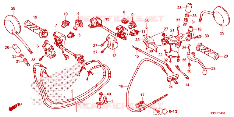 LEVIER DE GUIDON - CABLE - COMMODO Honda SCOOTER 110 SCOOPY 2019  ACF110BTK_TH