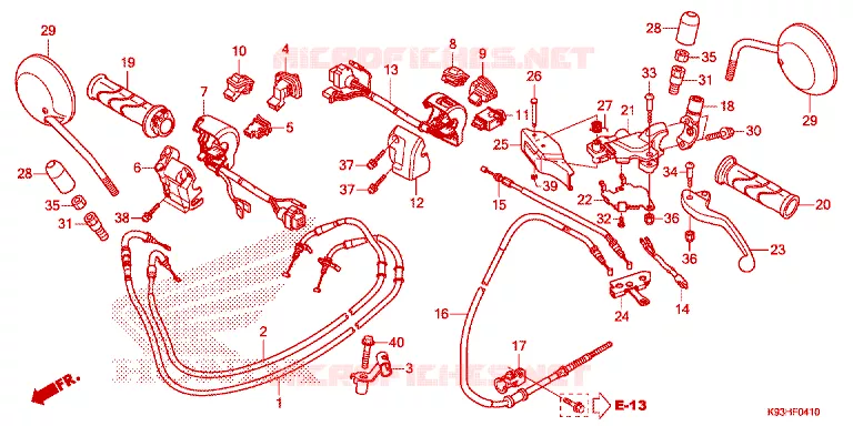 LEVIER DE GUIDON - CABLE - COMMODO Honda SCOOTER 110 SCOOPY 2020  ACF110BTK-TH