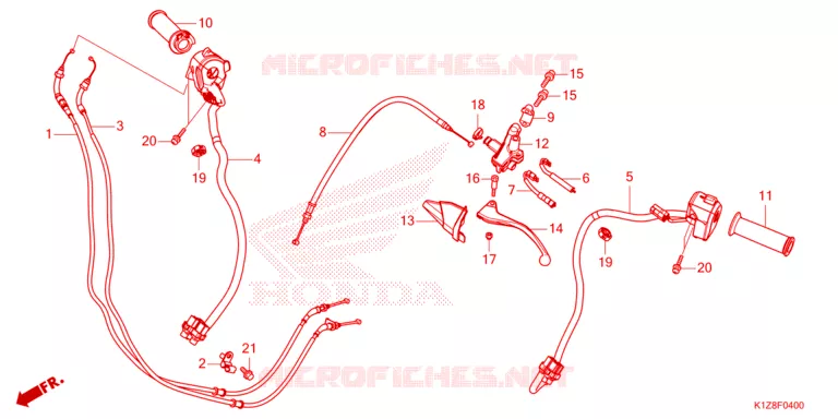 LEVIER DE GUIDON - CABLE - COMMODO Honda SCOOTER 160 PCX 2022  WW150AN_2TH
