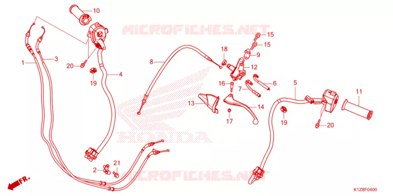 LEVIER DE GUIDON - CABLE - COMMODO Honda SCOOTER 160 PCX 2022  WW150AN_TH
