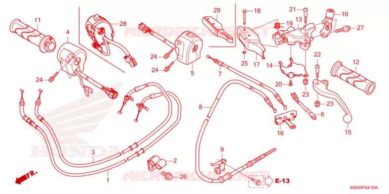 LEVIER DE GUIDON - CABLE - COMMODO Honda SCOOTER 125 CLICK 2020  ACB125BTL