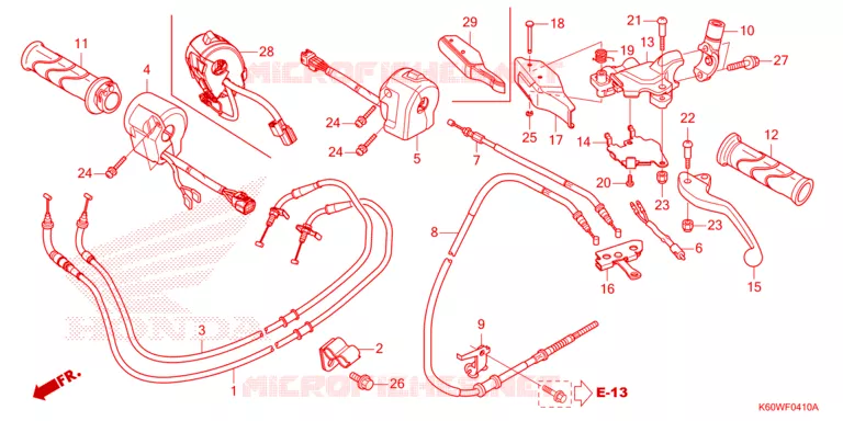 LEVIER DE GUIDON - CABLE - COMMODO Honda SCOOTER 125 CLICK 2023  ACB125BTP