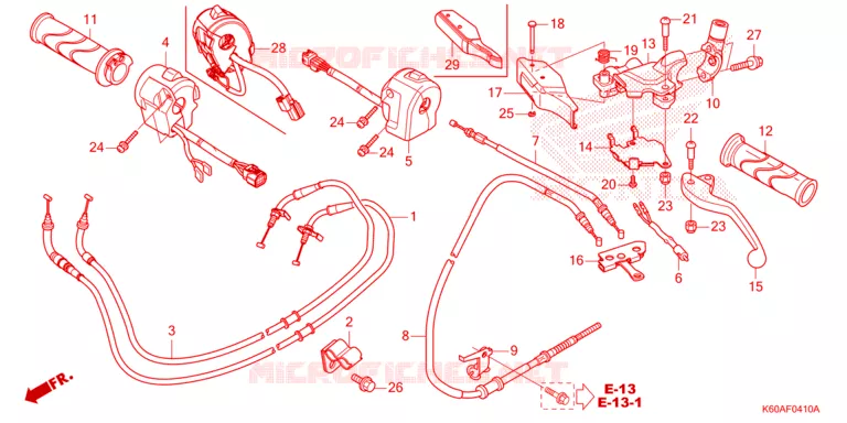 LEVIER DE GUIDON - CABLE - COMMODO Honda SCOOTER 125 CLICK 2023  ACB125BTP