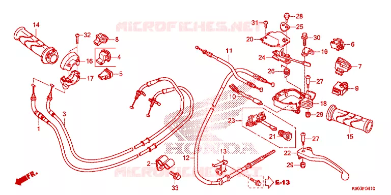 LEVIER DE GUIDON - CABLE - COMMODO Honda SCOOTER 125 CLICK 2019  ACB125CBTH_TH
