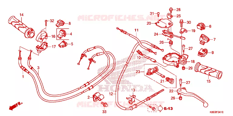 LEVIER DE GUIDON - CABLE - COMMODO Honda SCOOTER 125 CLICK 2018  ACB125CBTH_TH