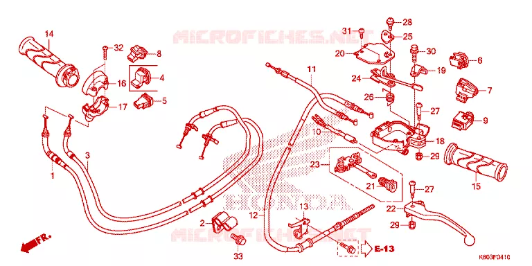 LEVIER DE GUIDON - CABLE - COMMODO Honda SCOOTER 125 CLICK 2017  ACB125CBTH_TH