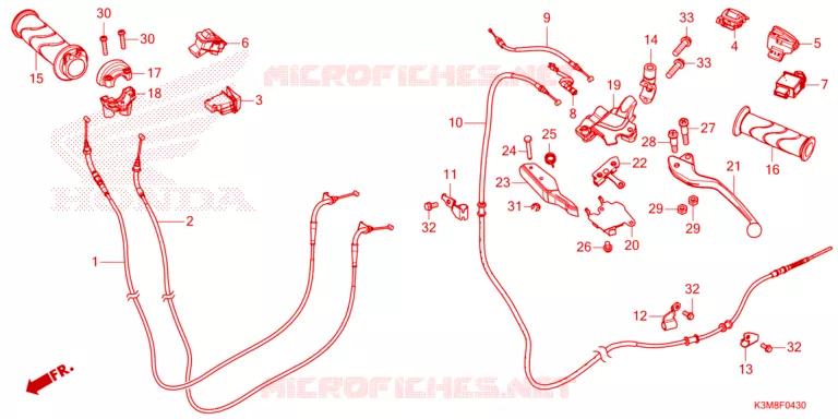 LEVIER DE GUIDON - CABLE - COMMODO Honda MOTO 125 GIORNO 2024  ACF125CBR_TH