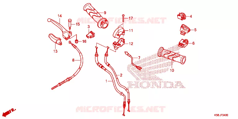 LEVIER DE GUIDON - CABLE - COMMODO Honda MOTO 110 WAVE 2019  AFS110KSFK