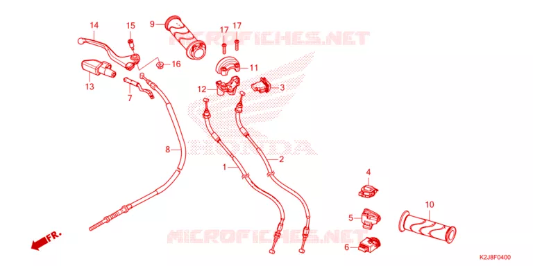 LEVIER DE GUIDON - CABLE - COMMODO Honda MOTO 110 WAVE 2022  AFS110KSFN