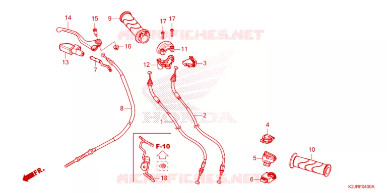 LEVIER DE GUIDON - CABLE - COMMODO Honda MOTO 110 WAVE 2024  AFS110KSFR