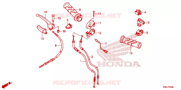 LEVIER DE GUIDON - CABLE - COMMODO Honda MOTO 110 WAVE 2020  AFS110MCFL
