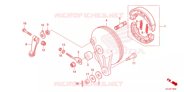 FLASQUE - MACHOIRES DE FREIN ARRIERE Honda MOTO 110 WAVE 2021  AFS110MCFM