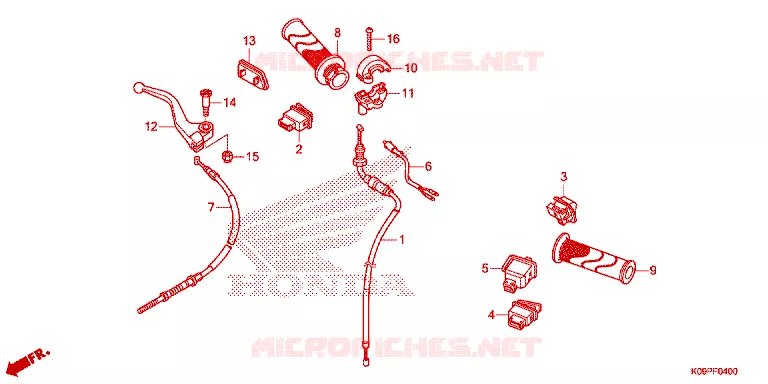 LEVIER DE GUIDON - CABLE - COMMODO Honda MOTO 110 WAVE 2014  AFS110MDE