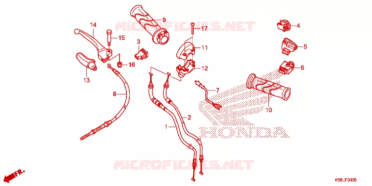 LEVIER DE GUIDON - CABLE - COMMODO Honda MOTO 110 WAVE 2019  AFS110MSFK