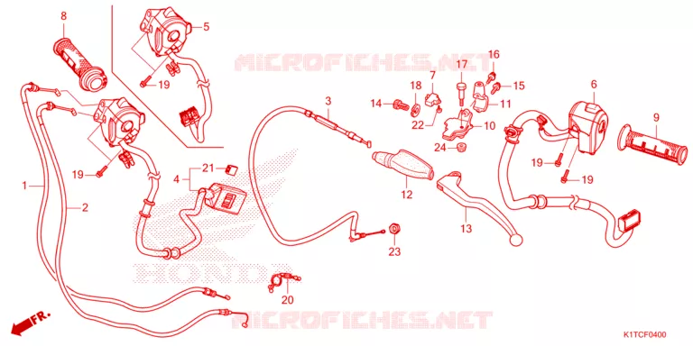 LEVIER DE GUIDON - CABLE - COMMODO Honda MOTO 300 CRF 2024  CRF300LAR