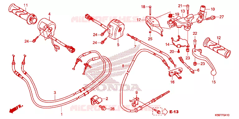 COMMODO - LEVIER - CABLE Honda SCOOTER 150 CLICK 2020  ACB150CBTL_TH