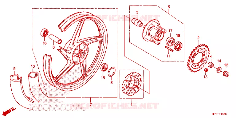 ROUE ARRIERE Honda MOTO 125 WAVE 2021  AFS125CSFM