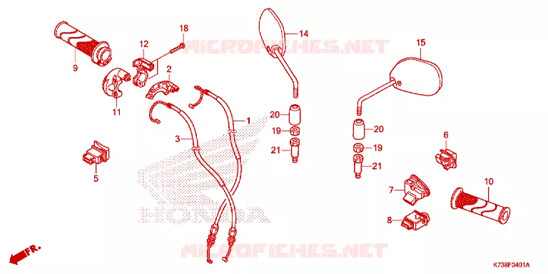 COMMODOS - POIGNEES - CABLES - MIROIR Honda MOTO 125 WAVE 2017  AFS125MSFH_TH