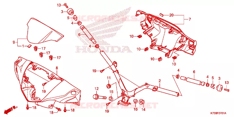 GUIDON - CARENAGE Honda MOTO 125 WAVE 2017  AFS125MSFH_TH