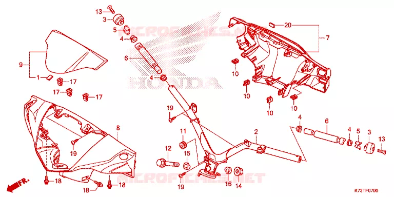 GUIDON - CARENAGE Honda MOTO 125 WAVE 2018  AFS125MSFK