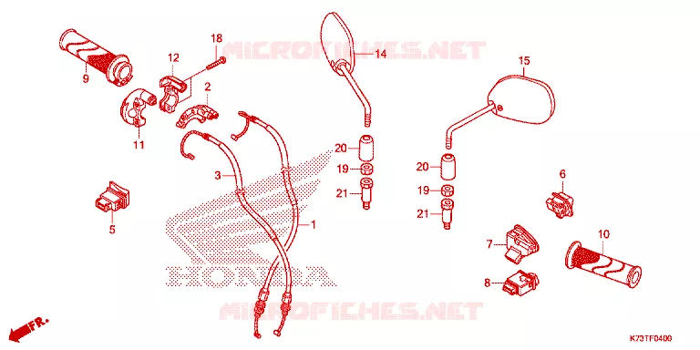 COMMODOS - POIGNEES - CABLES - MIROIR Honda MOTO 125 WAVE 2019  AFS125MSFL