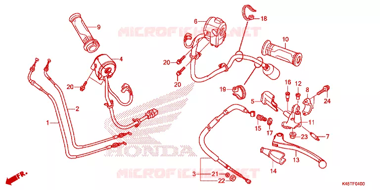 LEVIER DE GUIDON - CABLE - COMMODO Honda MOTO 150 CBR 2020  CBR150RAK
