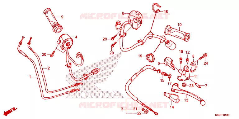LEVIER DE GUIDON - CABLE - COMMODO Honda MOTO 150 CBR 2021  CBR150RAK