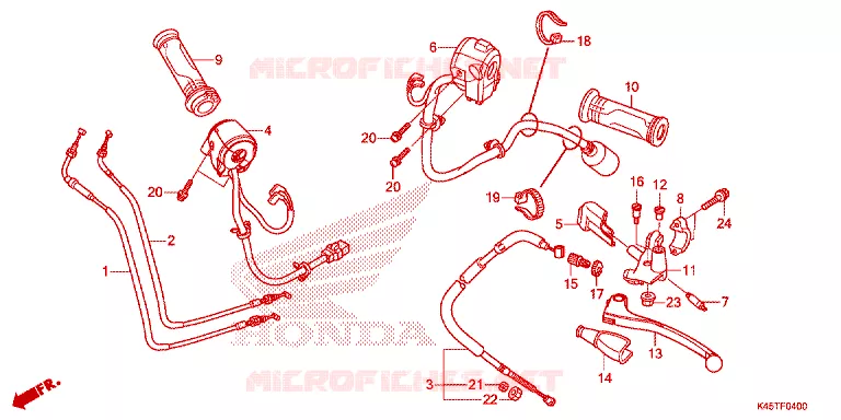 LEVIER DE GUIDON - CABLE - COMMODO Honda MOTO 150 CBR 2020  CBR150RK