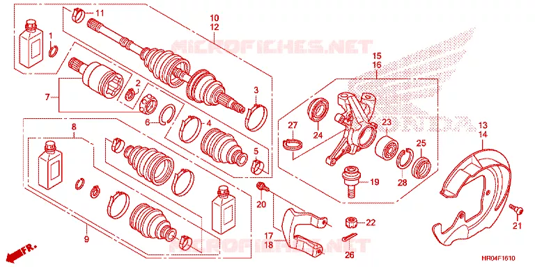 ARBRE DE ROUE AVANT Honda ATV 500 FOURTRAX 2013  TRX500FPED