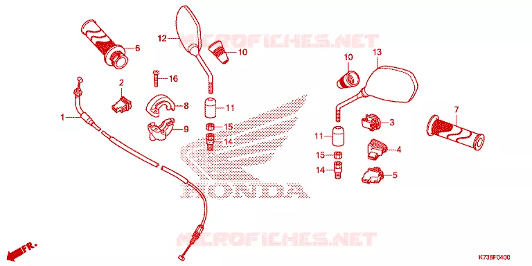 HANDLE SWITCH/CABLE/MIRROR (1) Honda MOTO 125 WAVE 2015  AFS125CSFG