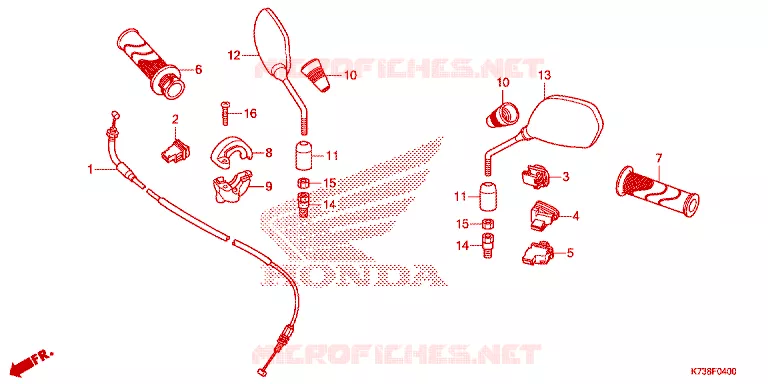 HANDLE SWITCH/CABLE/MIRROR (1) Honda MOTO 125 WAVE 2016  AFS125CSFG