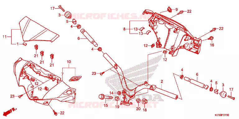 GUIDON - CARENAGE Honda MOTO 125 WAVE 2017  AFS125KSFH_TH