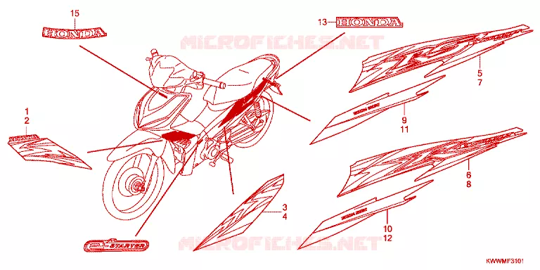 AUTOCOLLANTS Honda MOTO 110 WAVE 2012  AFP110MCSC